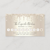 Loyalty Cupcake Bakery Chef Gold Glitter Drips Business Card (Front)
