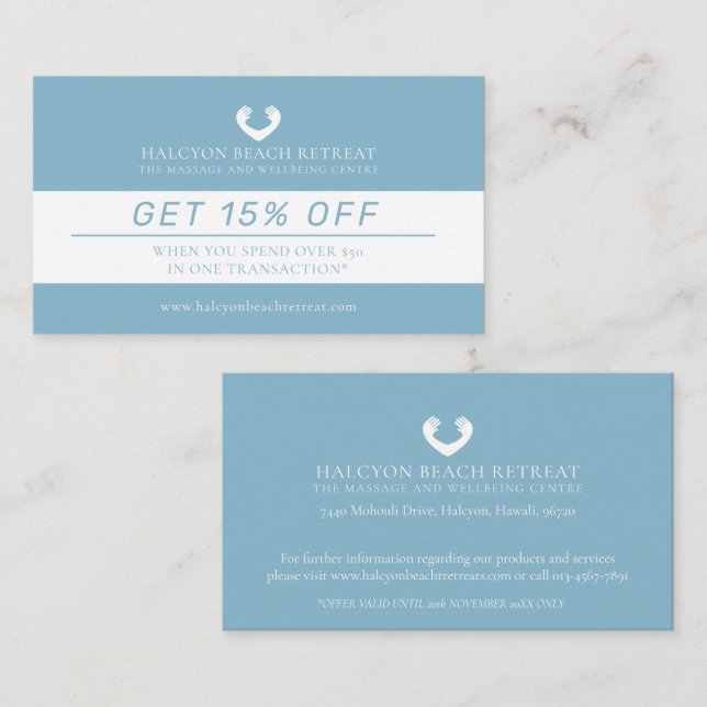 Loyalty discount beauty health massage offer (Front/Back)
