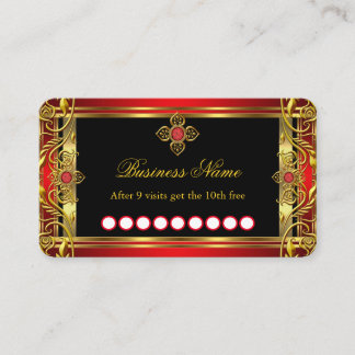 Loyalty Elegant Ornate Royal Red Jewel Black Gold Business Card