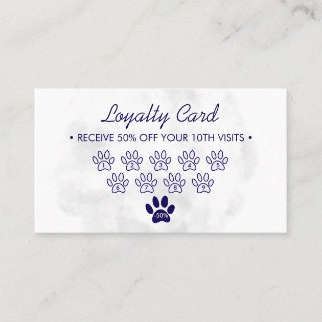 loyalty paw Watercolor dogs groomer pet NAVY Business Card