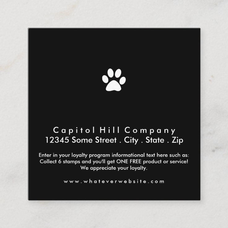 loyalty program pet paw square Zazzle