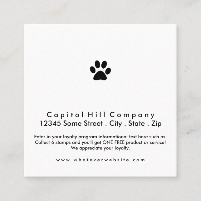 loyalty program pet paw square card (Front)