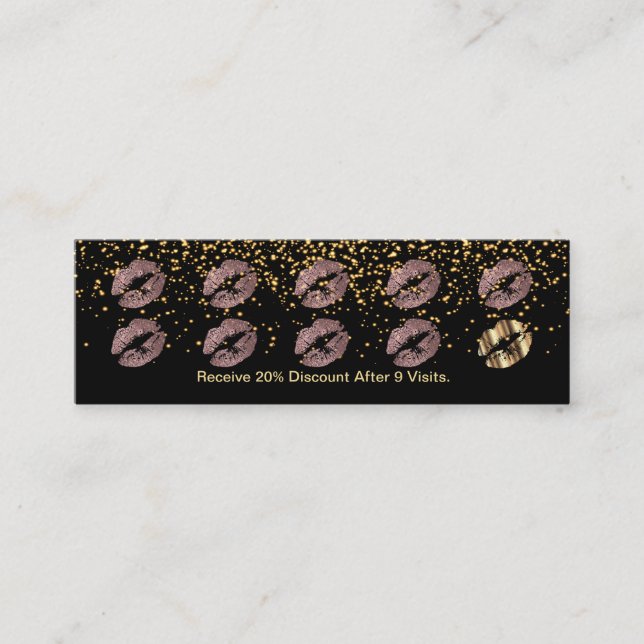 Loyalty Punch Card - Dusty Rose Glitter and Gold 3 (Front)