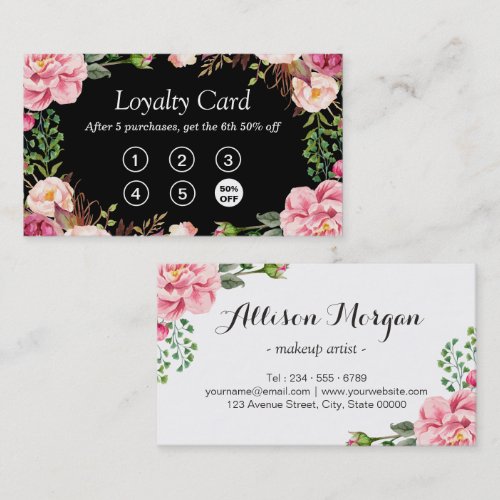 Loyalty Punch Card | Girly Pink Floral Wrapping