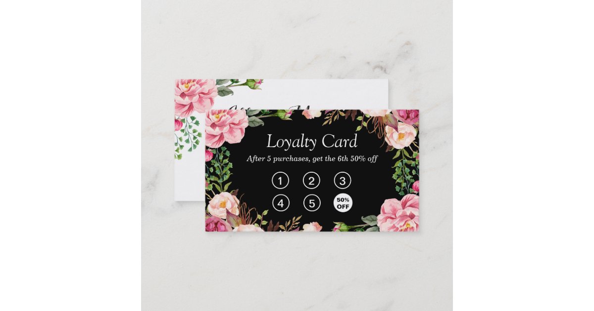 50 Pink Watercolor Reward Punch Cards | Customer Loyalty Cards | Incentive  Cards