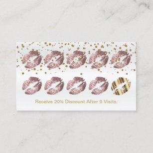 Loyalty Punch Card - Pink Rose Glitter and Gold 2