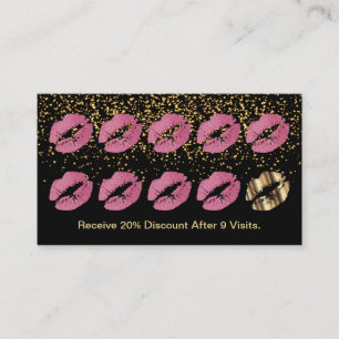 Loyalty Punch Card - Pretty Pink Glitter and Gold
