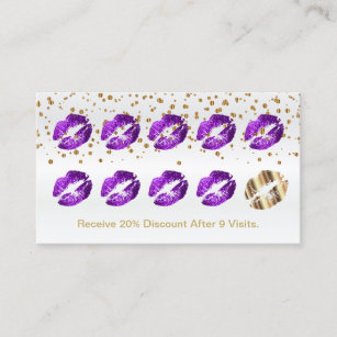 Loyalty Punch Card  Purple Glitter and Gold 2