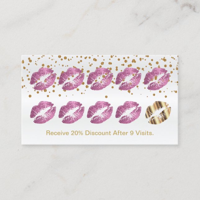 Loyalty Punch Card  So Pink Glitter on White Satin (Front)