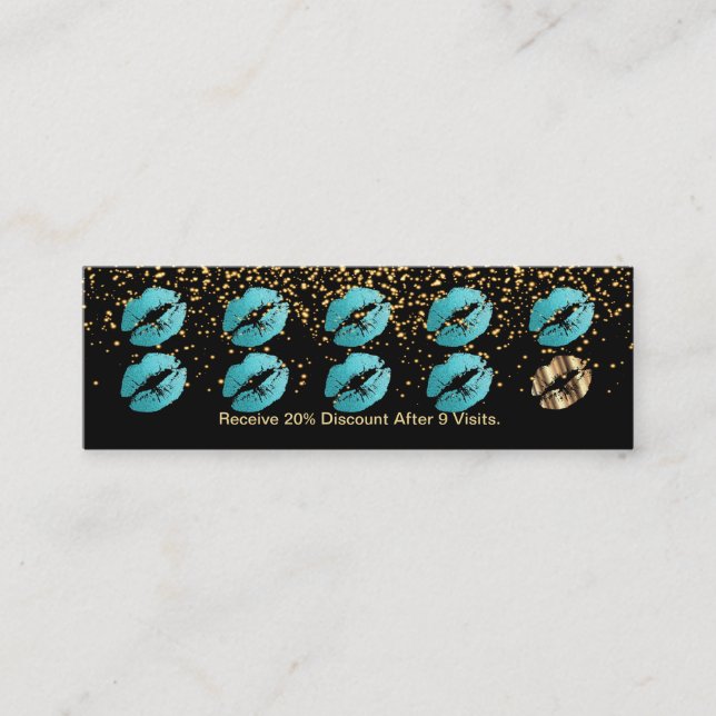 Loyalty Punch Card - Teal Glitter and Gold 3 (Front)