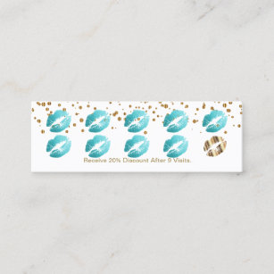 Loyalty Punch Card - Teal Glitter on White