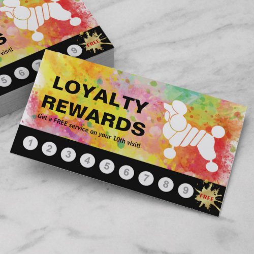 Loyalty Rewards Card Colorful Poodle Grooming