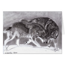 Loyalty - Wolves in snow greeting card