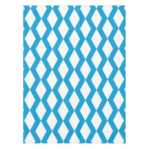 Lozenge Shape Diamond Pattern Blue and White Tablecloth