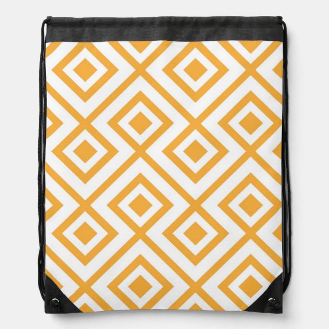 Lozenge shaped geometric pattern drawstring bag (Front)
