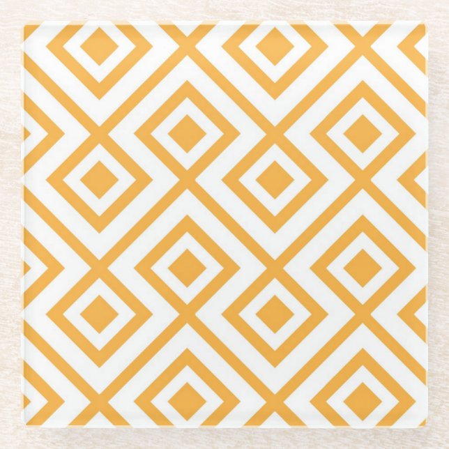 Lozenge shaped geometric pattern glass coaster (Front)