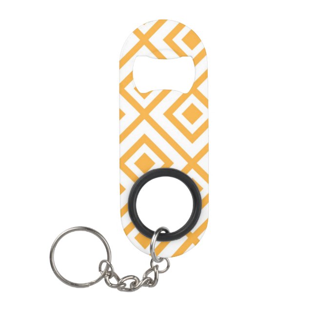 Lozenge shaped geometric pattern keychain bottle opener (Front)