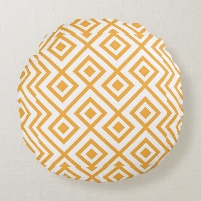 Lozenge shaped geometric pattern round pillow (Front)