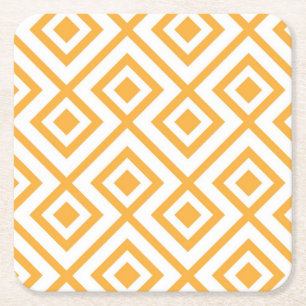 Lozenge shaped geometric pattern square paper coaster