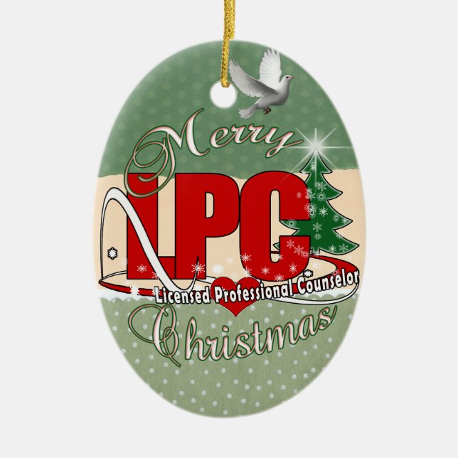 LPC CHRISTMAS  Licensed Professional Counselor Ceramic Ornament (Front)
