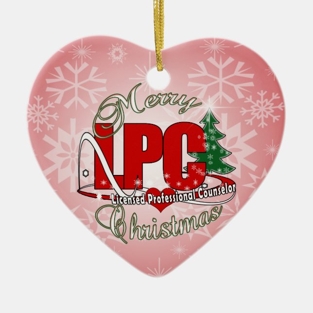 LPC CHRISTMAS  Licensed Professional Counselor Ceramic Ornament (Front)