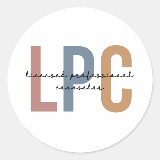 LPC Licensed Professional Counselor Classic Round Sticker (Front)