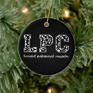 LPC Licensed Professional Counselor Leopard Print Ceramic Ornament