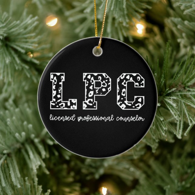 LPC Licensed Professional Counselor Leopard Print Ceramic Ornament (Tree)