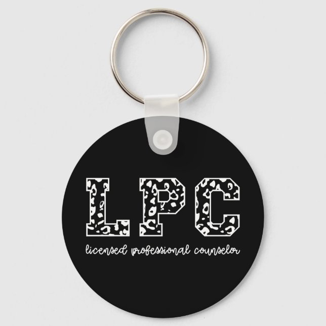 LPC Licensed Professional Counselor Leopard Print Keychain (Front)