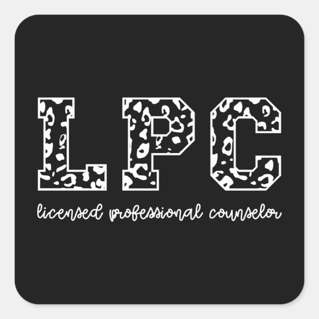LPC Licensed Professional Counselor Leopard Print Square Sticker (Front)