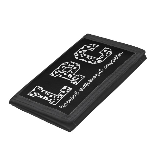 LPC Licensed Professional Counselor Leopard Print Trifold Wallet (Bottom)