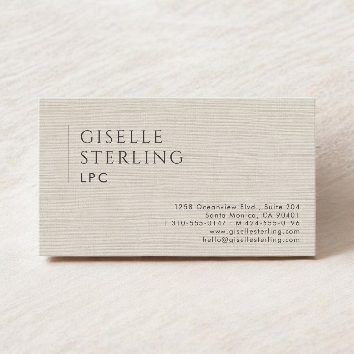 Lpc Licensed Professional Counselor Natural Linen Business Card