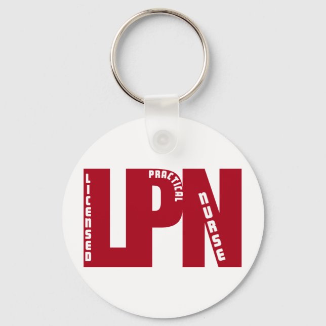 LPN Big RED LICENSED PRACTICAL NURSE Keychain (Front)