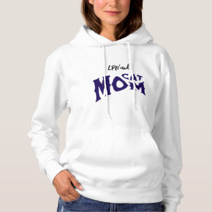 LPN Cat Mom Black/ Blue on White Typography Hoodie