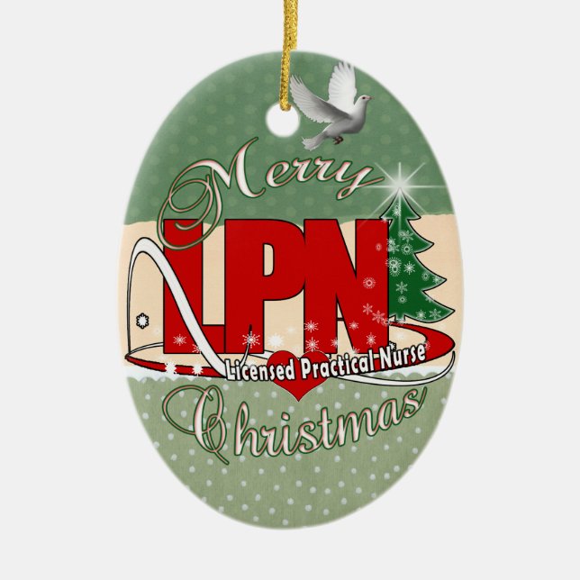 LPN CHRISTMAS Licensed Practical Nurse Ceramic Ornament (Front)