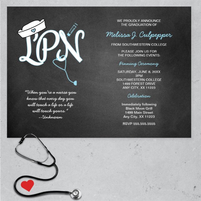 LPN graduation nurse pinning ceremony invites (Creator Uploaded)