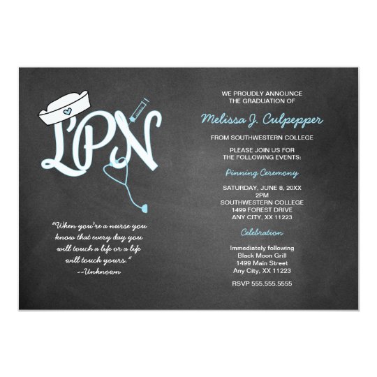 LPN graduation nurse pinning ceremony invites | Zazzle.com