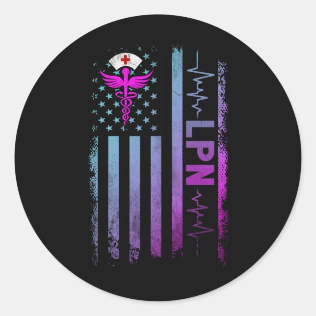 LPN Job Licensed practical nurse USA Flag Classic Round Sticker (Front)