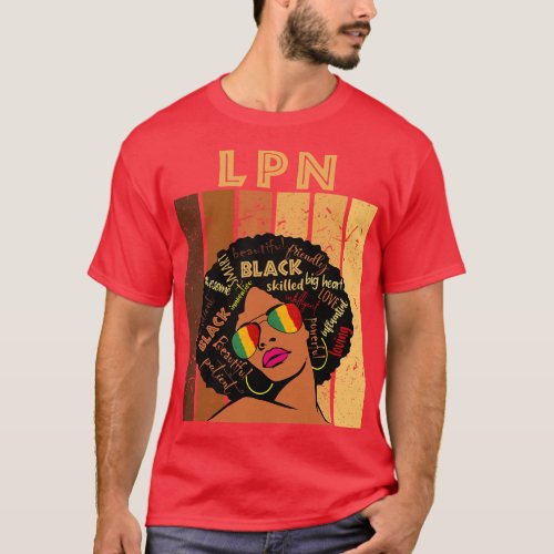 LPN Licensed Practical Nurse Afro Women Black Hist T_Shirt