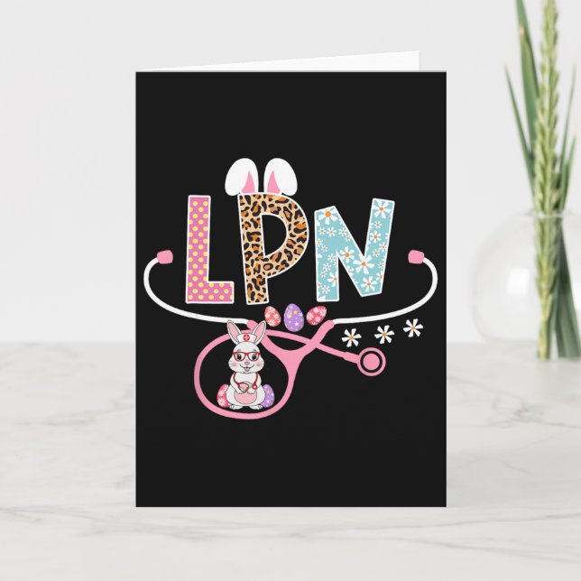 Lpn Licensed Practical Nurse Easter Bunny Stethosc Card (Front)