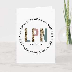 LPN Licensed Practical Nurse Leopard print Card