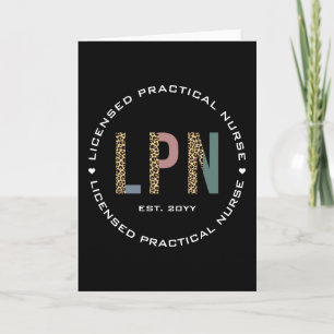 LPN Licensed Practical Nurse Leopard Print Card