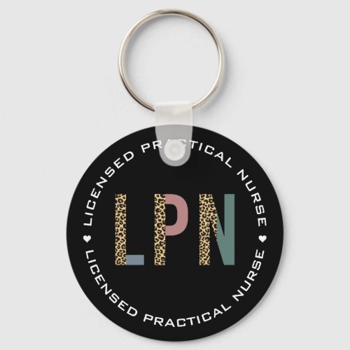 LPN Licensed Practical Nurse Leopard Print Keychain