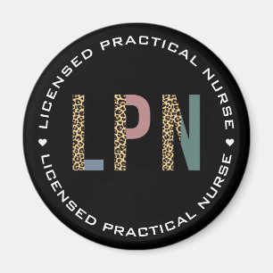 LPN Licensed Practical Nurse Leopard Print Magnet