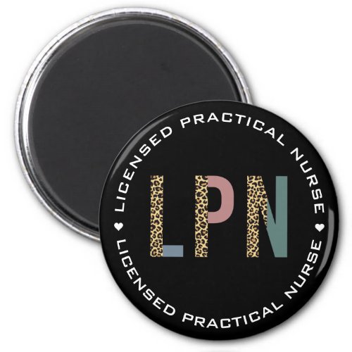 LPN Licensed Practical Nurse Leopard Print Magnet