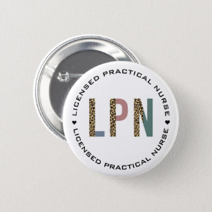 LPN Licensed Practical Nurse Leopard Typography Button