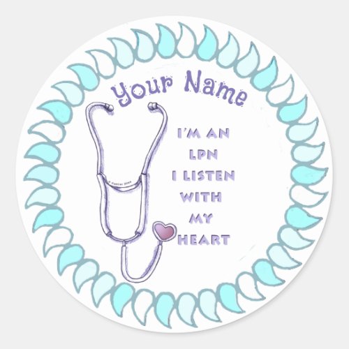 LPN Nurse custom name sticker