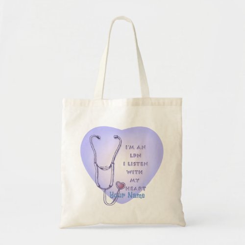 LPN Nurse custom name tote bag