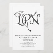 LPN nurse graduation invites simply stated (Front/Back)