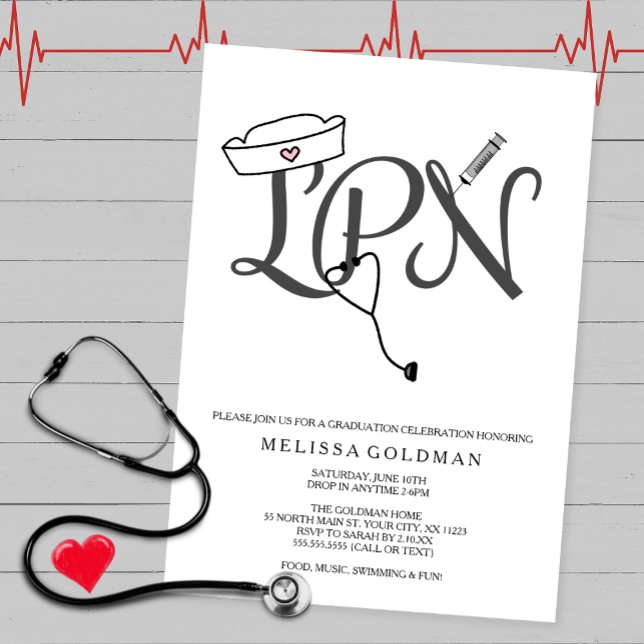 LPN nurse graduation invites simply stated (Creator Uploaded)
